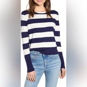 ALEX MILL Blue and White Striped Cotton/Cashmere Crewneck Sweater Size Small